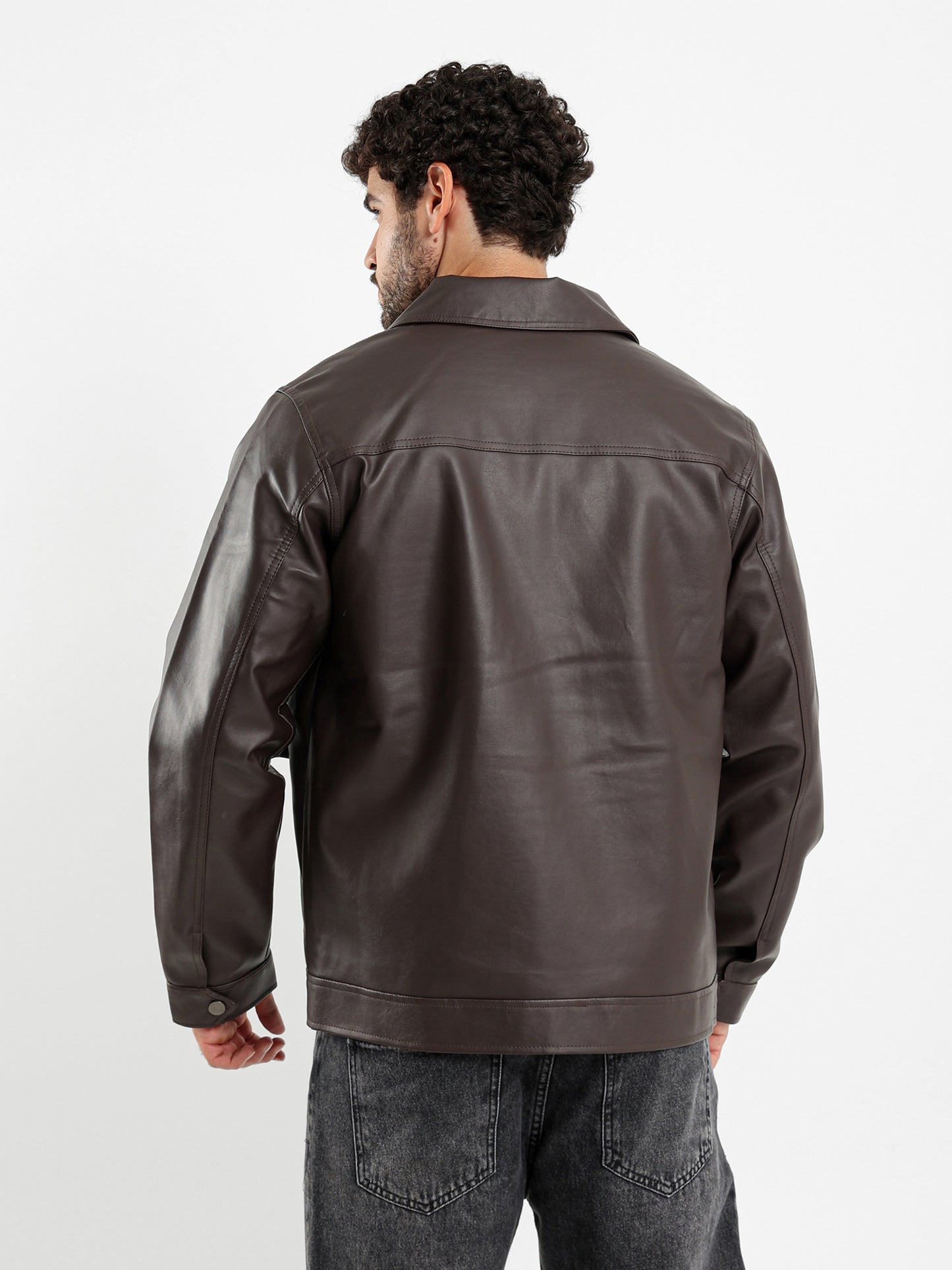 Leather Jacket with Front Pockets