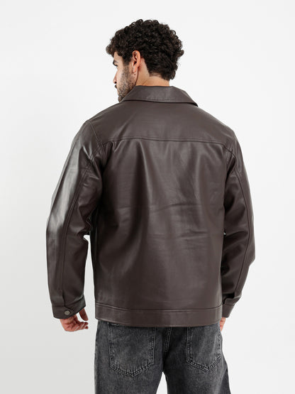 Leather Jacket with Front Pockets