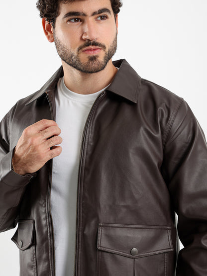 Leather Jacket with Front Pockets