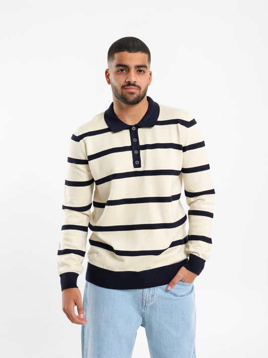 Knitted Striped Polo Shirt