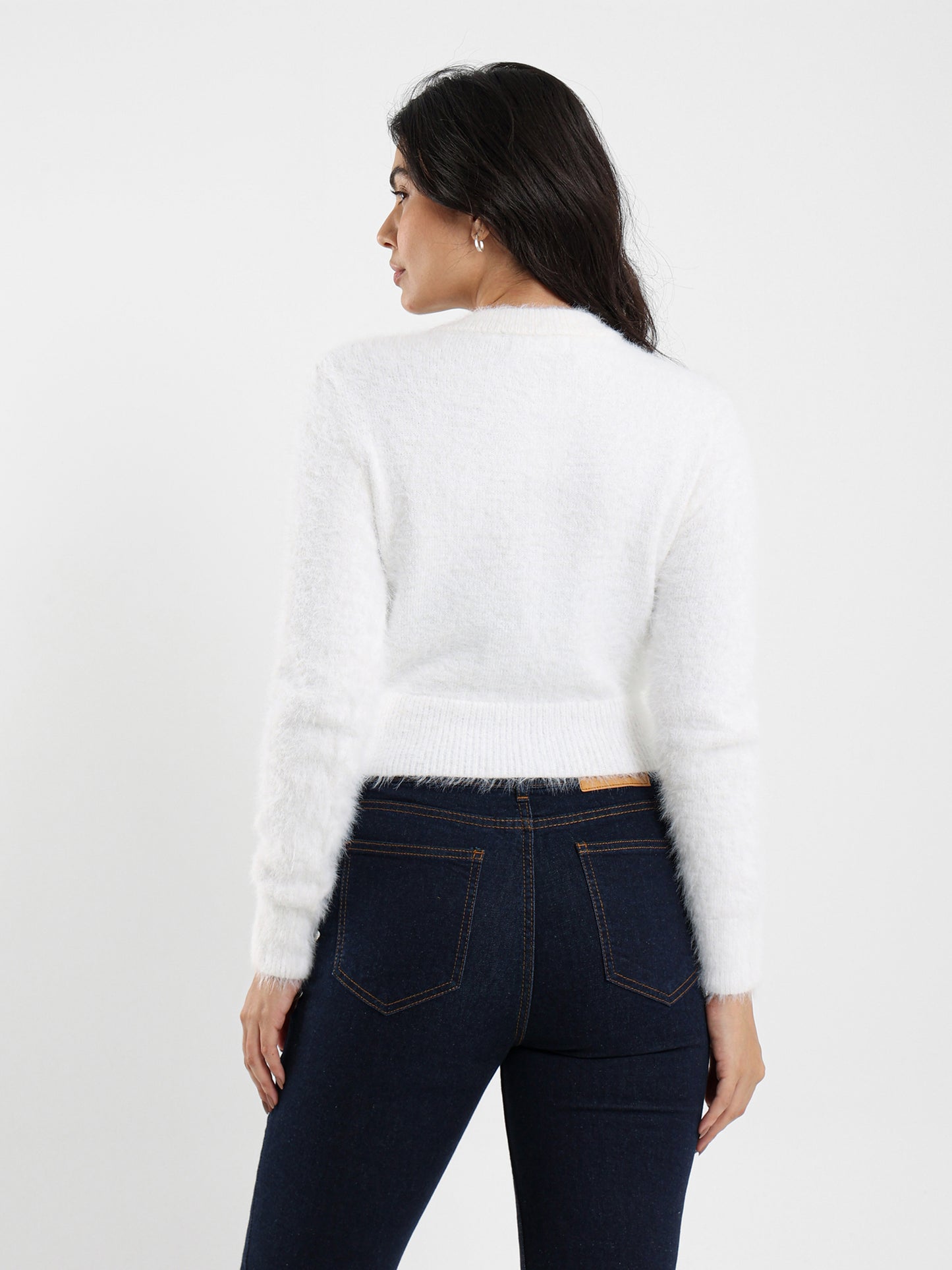 Mohair Cropped Button-Up Cardigan