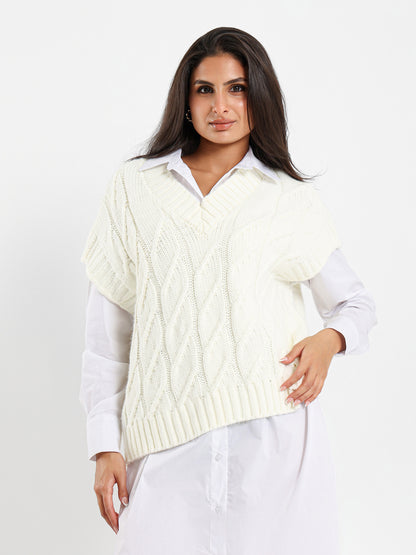 Oversized Cable Knit Vest