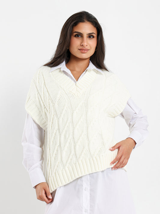Oversized Cable Knit Vest