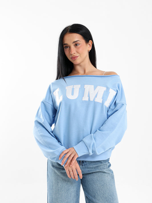 Lumi Printed Off-the-Shoulder Sweatshirt