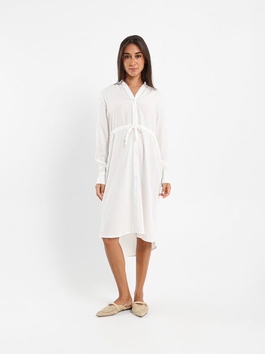 V-Neck Tunic Dress With Drawstring