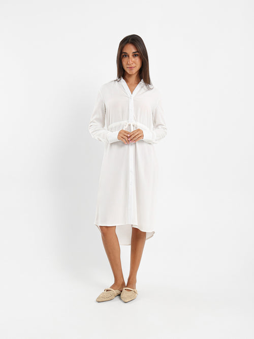 V-Neck Tunic Dress With Drawstring