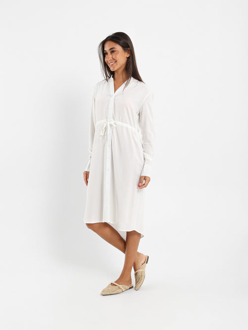 V-Neck Tunic Dress With Drawstring