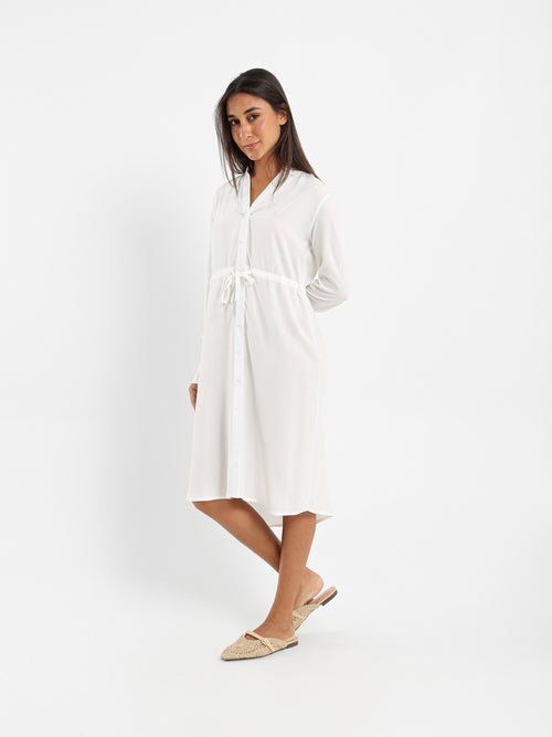 V-Neck Tunic Dress With Drawstring
