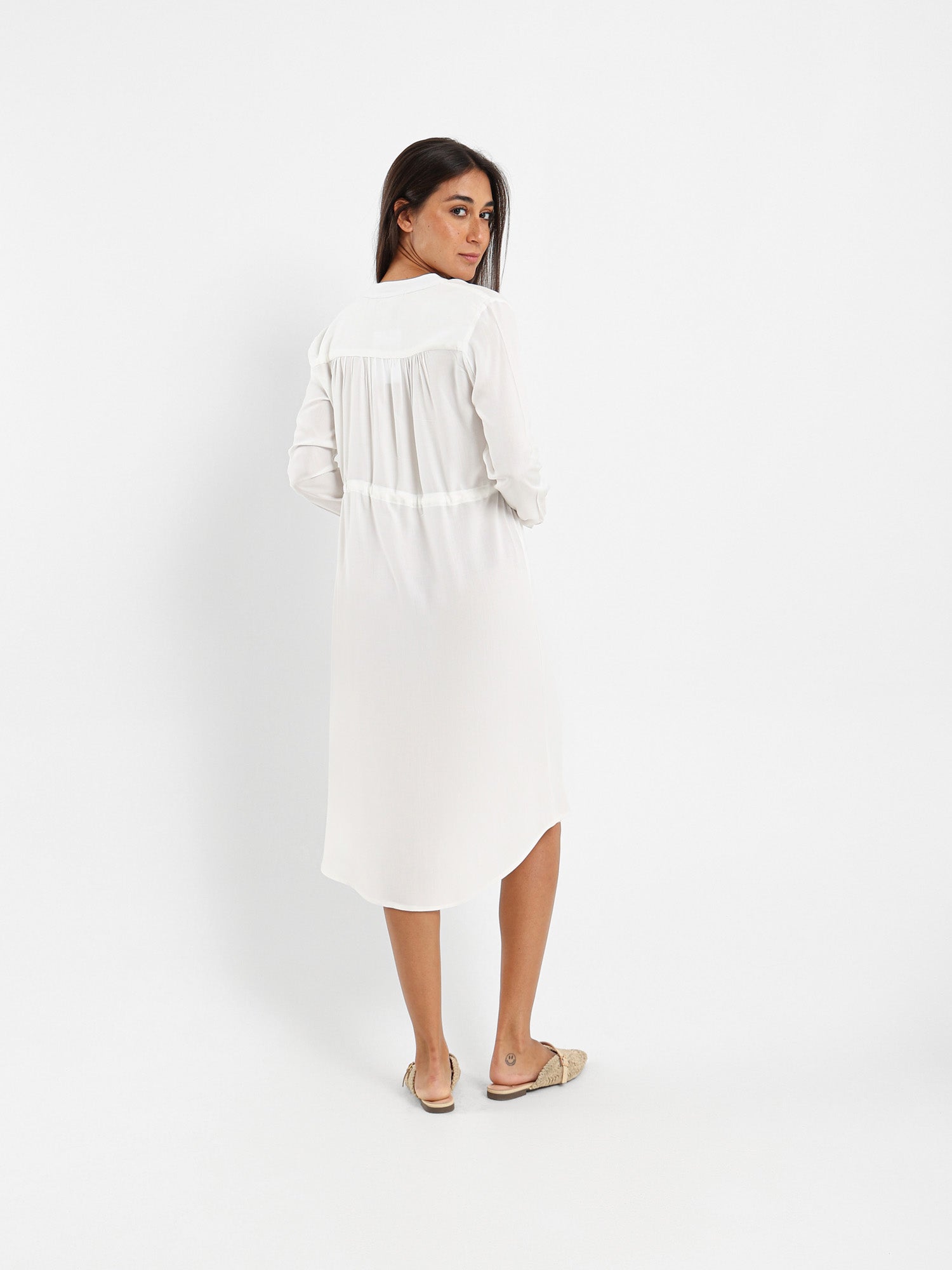 V-Neck Tunic Dress With Drawstring
