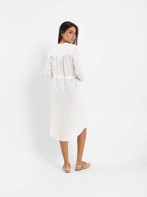 V-Neck Tunic Dress With Drawstring