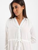 V-Neck Tunic Dress With Drawstring