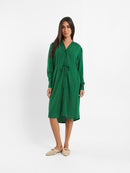 V-Neck Tunic Dress With Drawstring