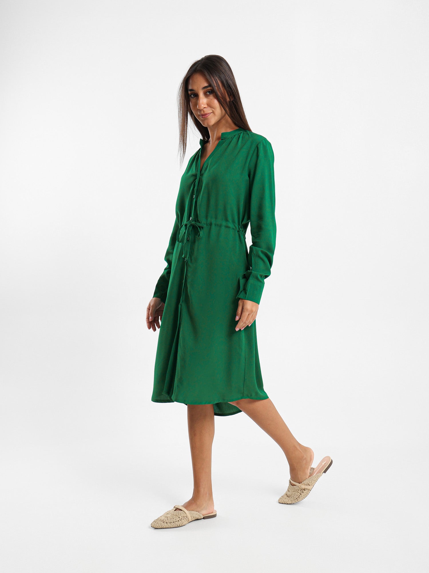V-Neck Tunic Dress With Drawstring