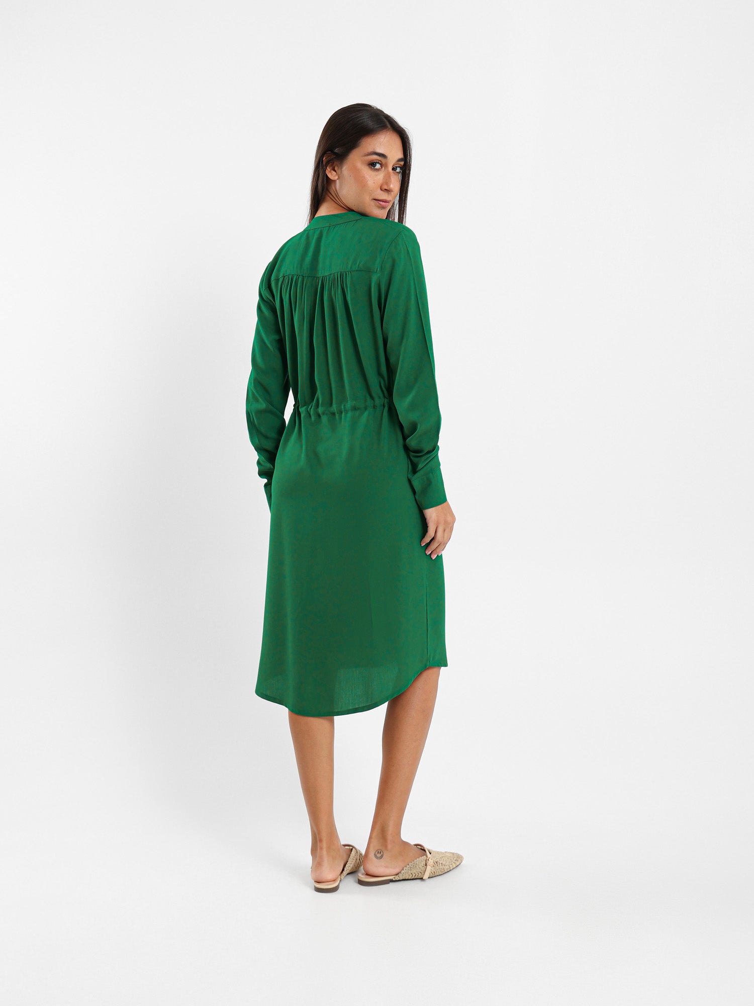 V-Neck Tunic Dress With Drawstring