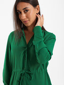 V-Neck Tunic Dress With Drawstring