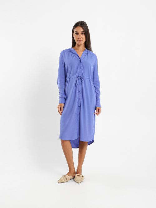 V-Neck Tunic Dress With Drawstring