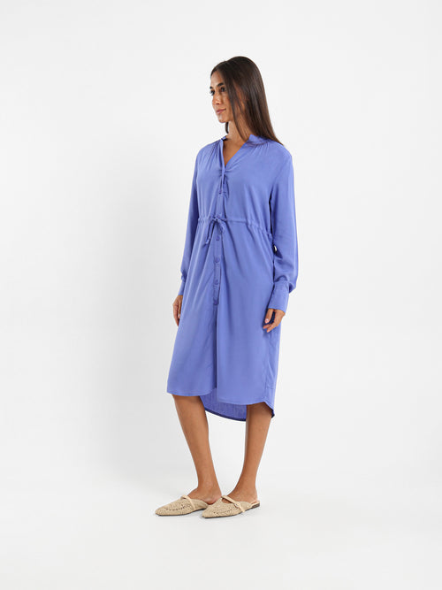 V-Neck Tunic Dress With Drawstring