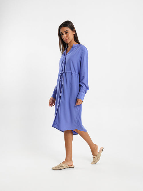 V-Neck Tunic Dress With Drawstring