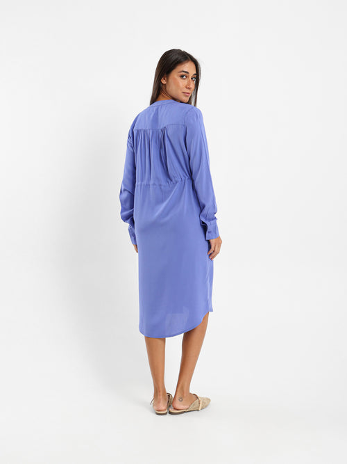 V-Neck Tunic Dress With Drawstring