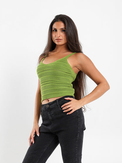 Wide Spaghetti Straps Knit Top