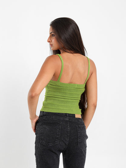 Wide Spaghetti Straps Knit Top