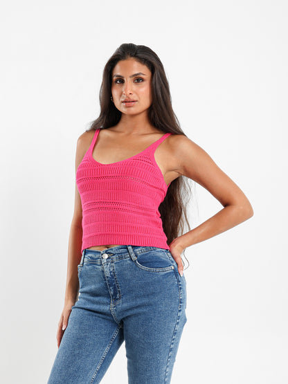 Wide Spaghetti Straps Knit Top