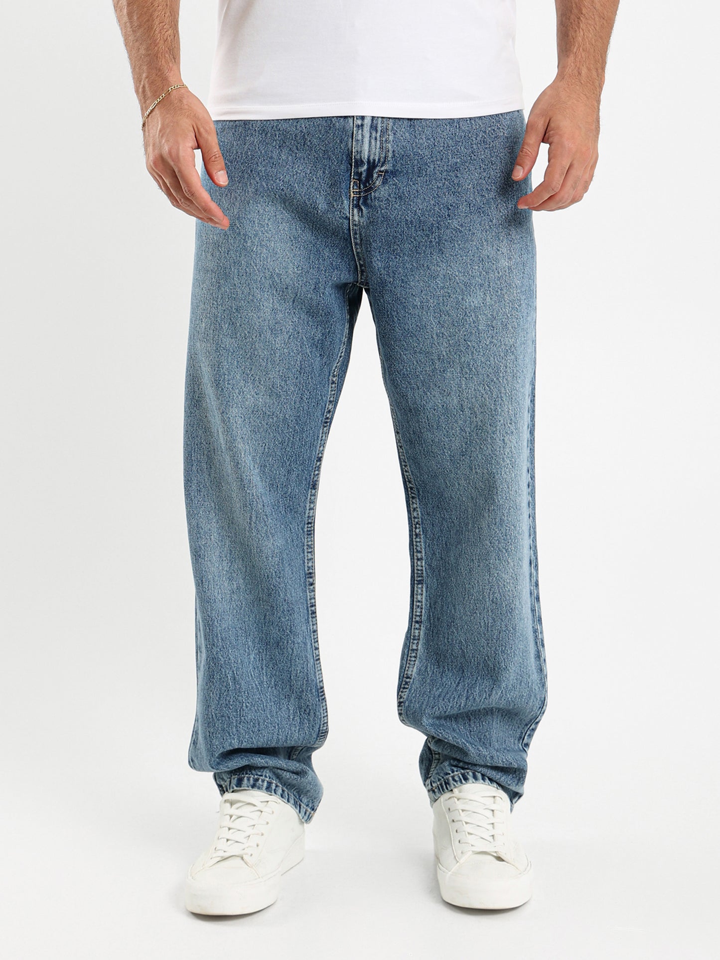 Loose Fit Washed Rigid Jeans