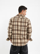 Relaxed Fit Wool-Blend Checkered Shirt