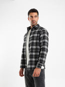 Relaxed Fit Wool-Blend Checkered Shirt