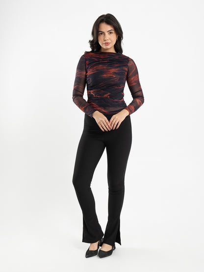 Draped Front Mesh Top