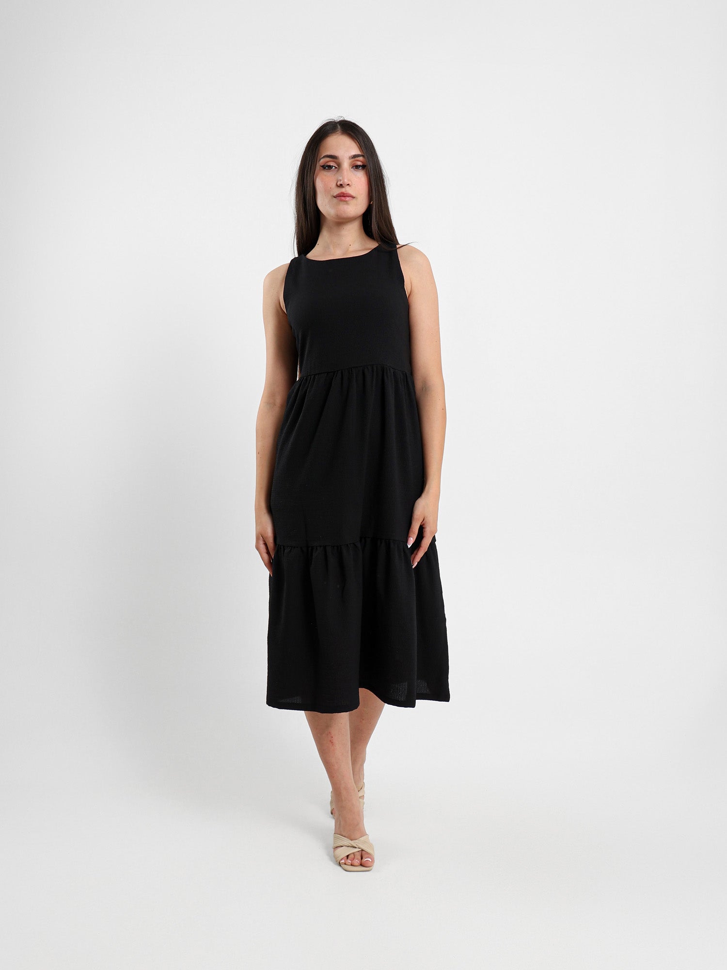 Tiered Textured Midi Dress