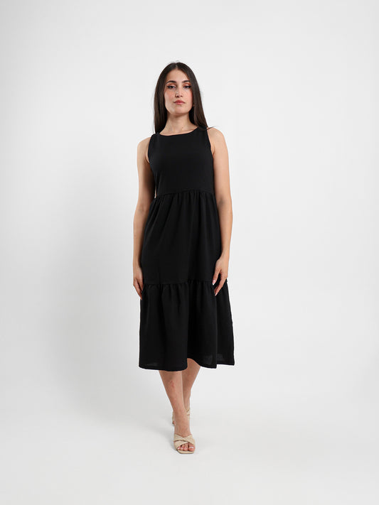 Tiered Textured Midi Dress