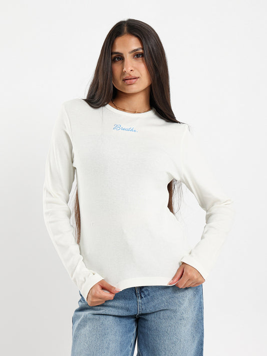 Embroidered Fitted Long Sleeve Top