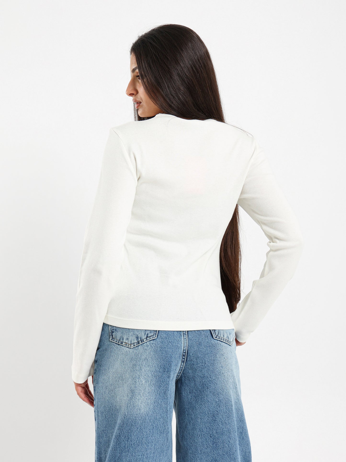 Embroidered Fitted Long Sleeve Top