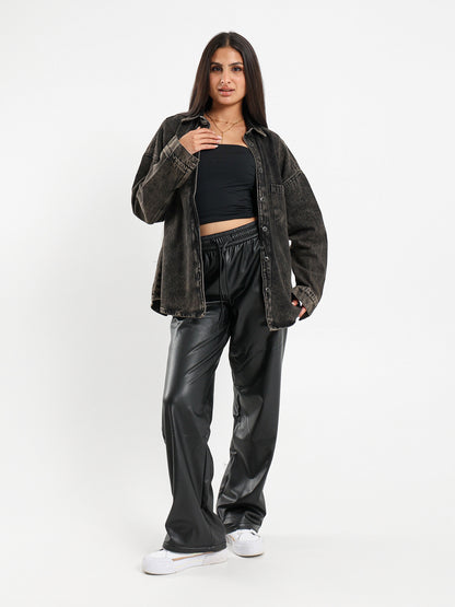 Dirty Wash Oversized Denim Overshirt