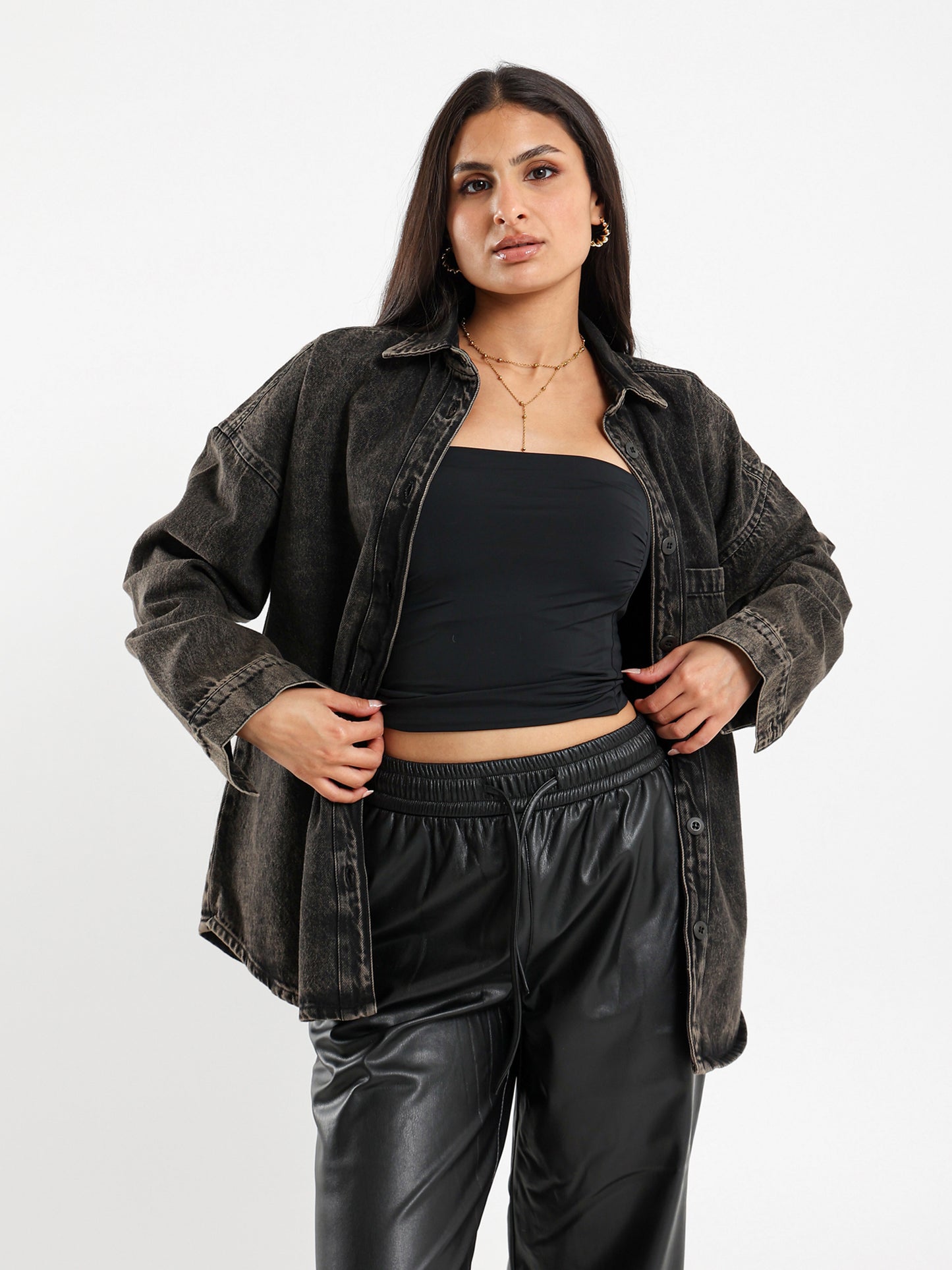 Dirty Wash Oversized Denim Overshirt