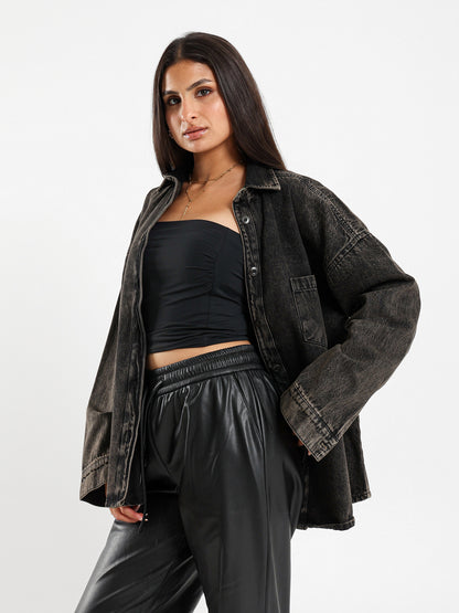 Dirty Wash Oversized Denim Overshirt