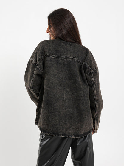 Dirty Wash Oversized Denim Overshirt