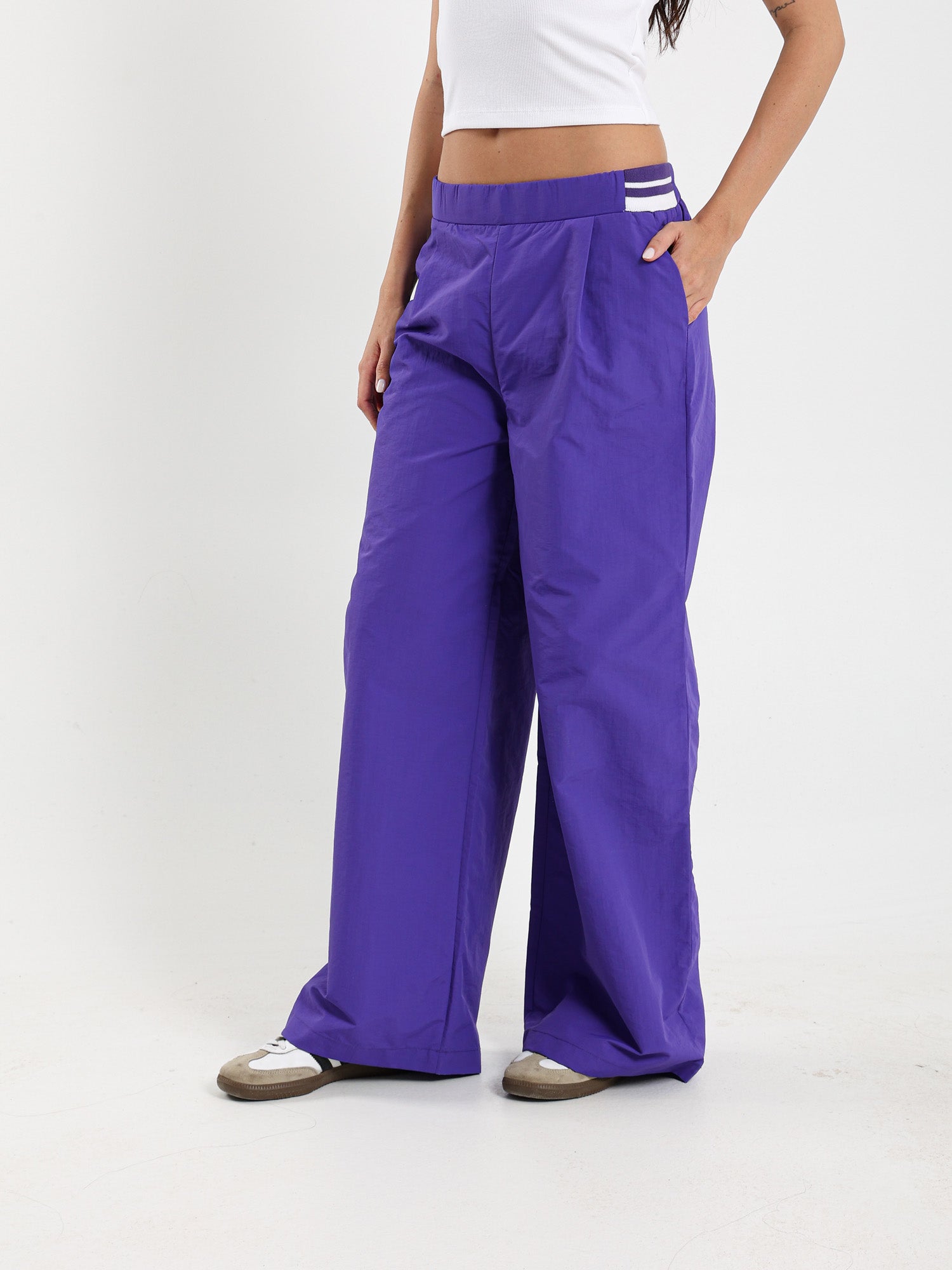 Striped Waist Wide Leg Pants