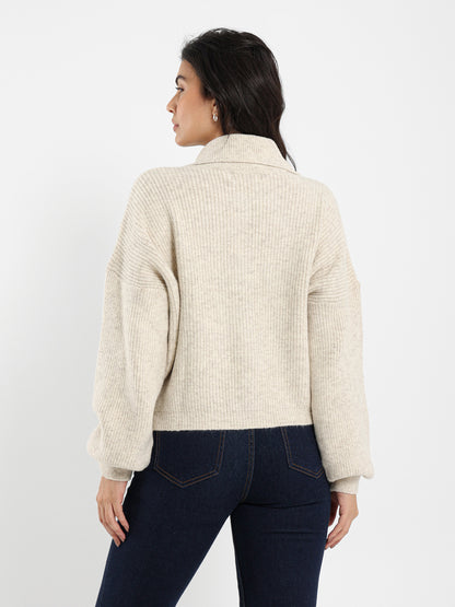 Wide Collar Button-Up Cardigan