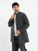 Regular Fit Wool Coat with High Collar