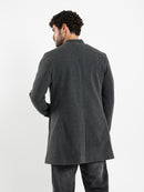 Regular Fit Wool Coat with High Collar