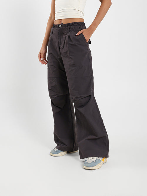 Parachute Style Pants With Double Hem