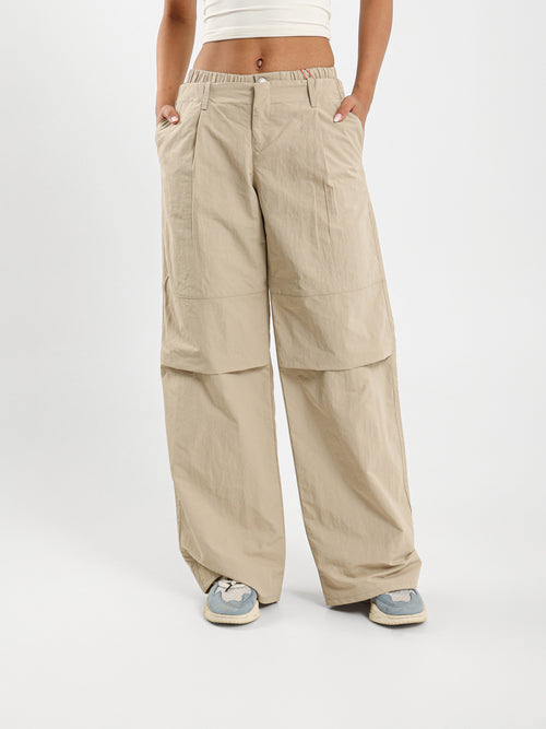 Parachute Style Pants With Double Hem