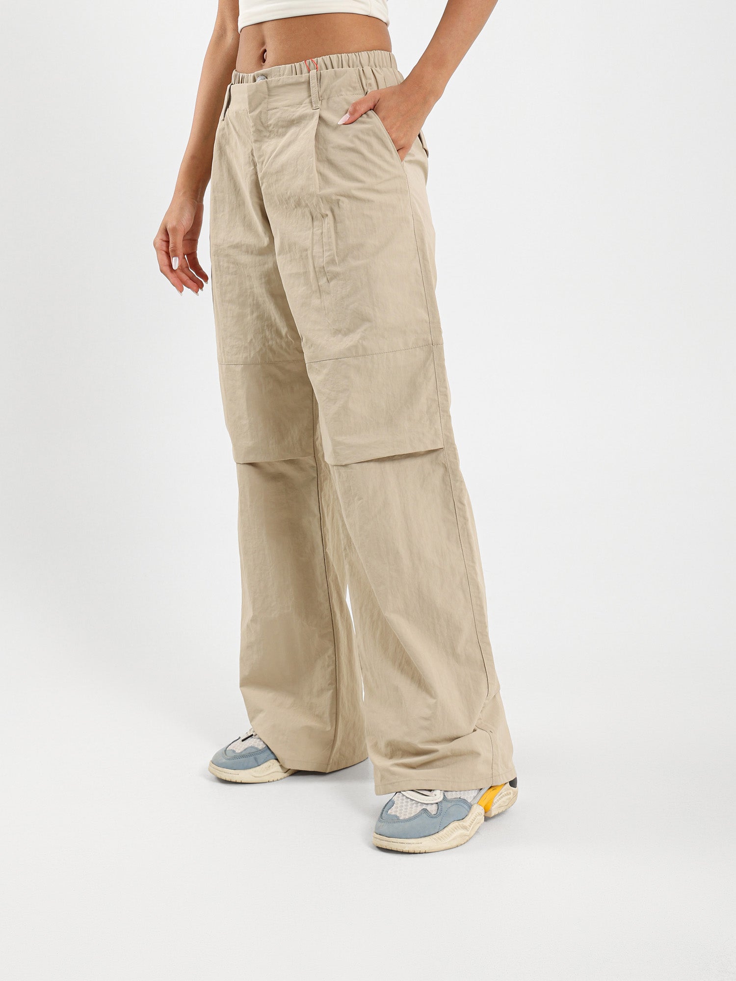 Parachute Style Pants With Double Hem