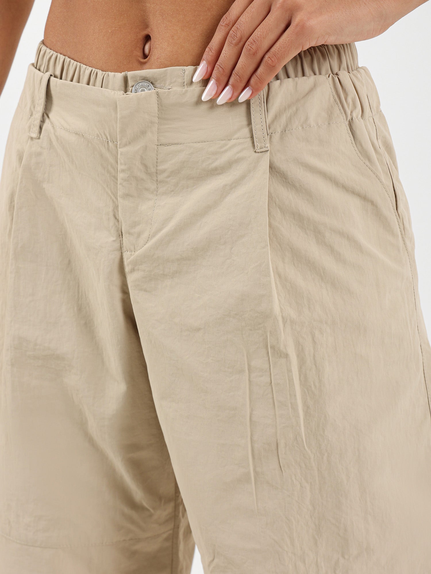 Parachute Style Pants With Double Hem