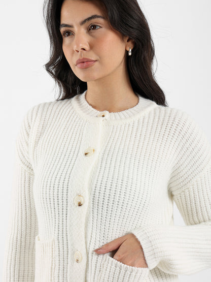 Chunky Gold-Button Cardigan