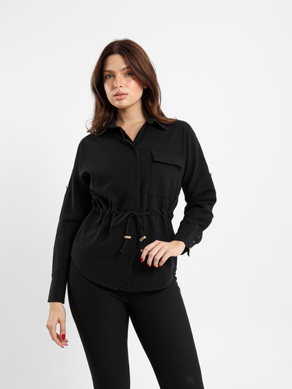 Crepe Drawstring Shirt