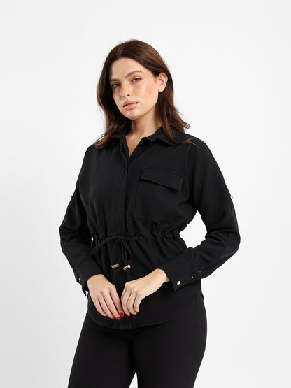 Crepe Drawstring Shirt