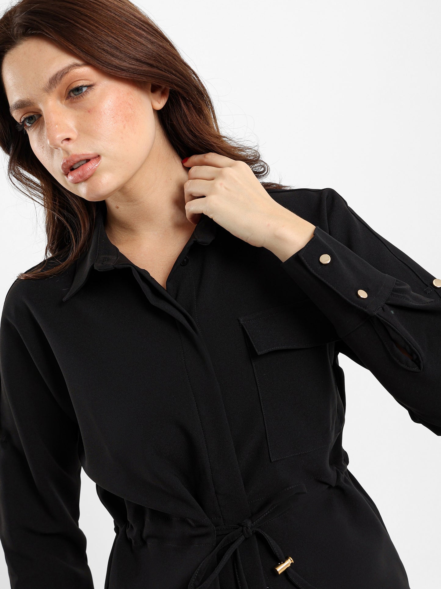 Crepe Drawstring Shirt